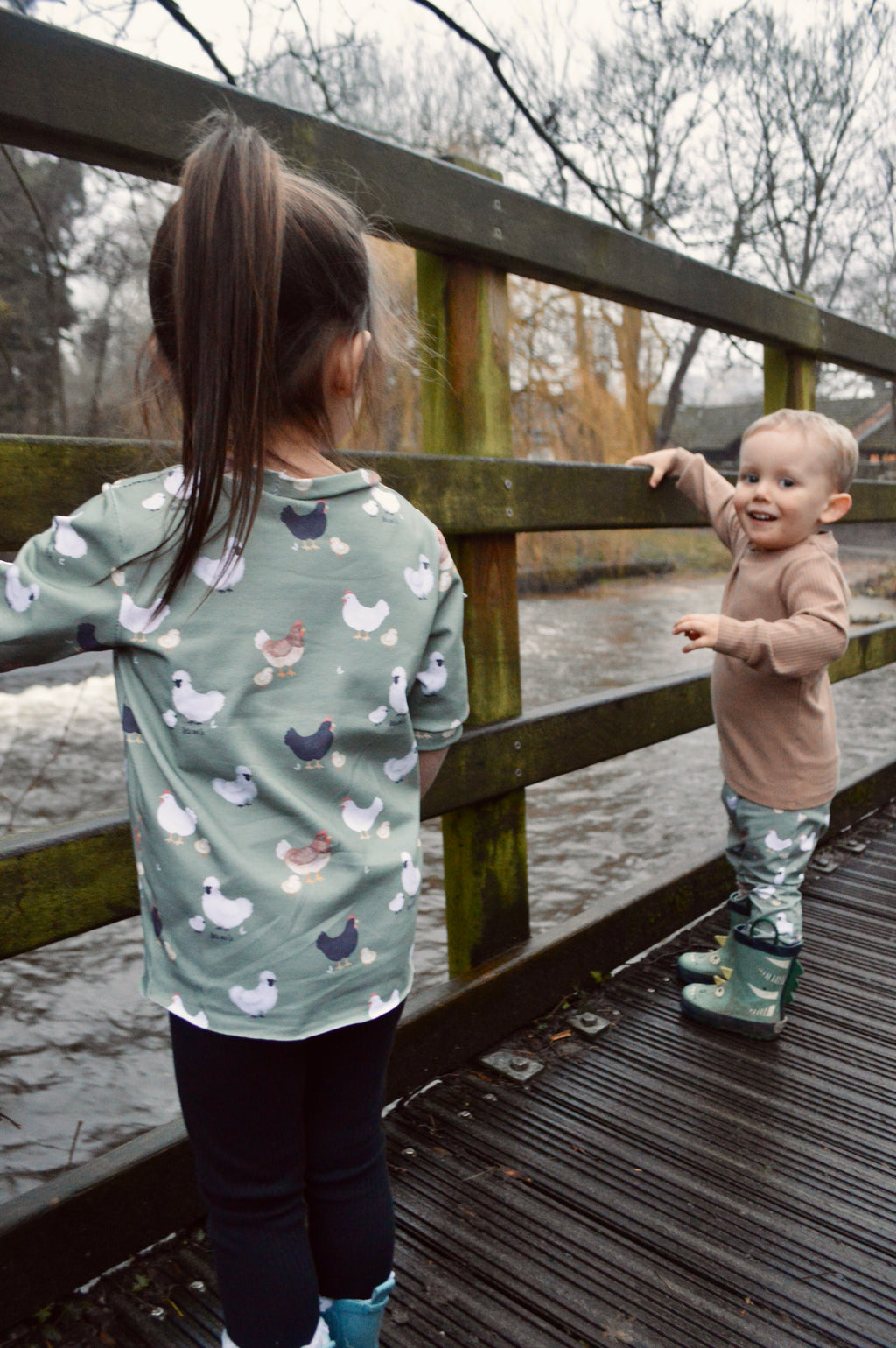Chickens - Fabric of the month handmade leggings