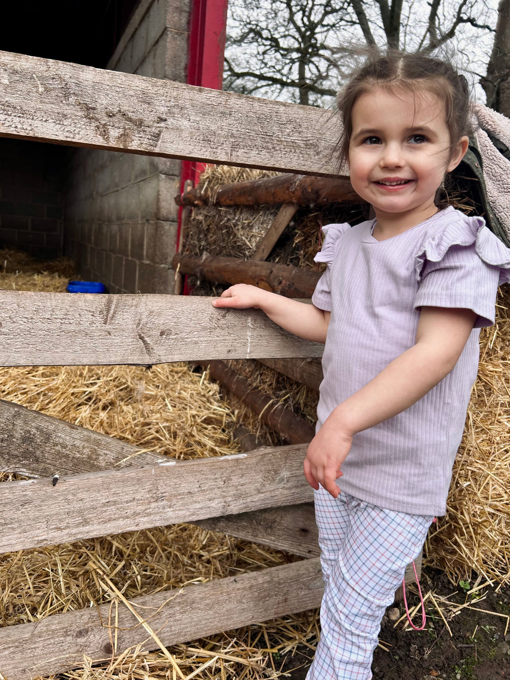 Spring check - pink handmade leggings