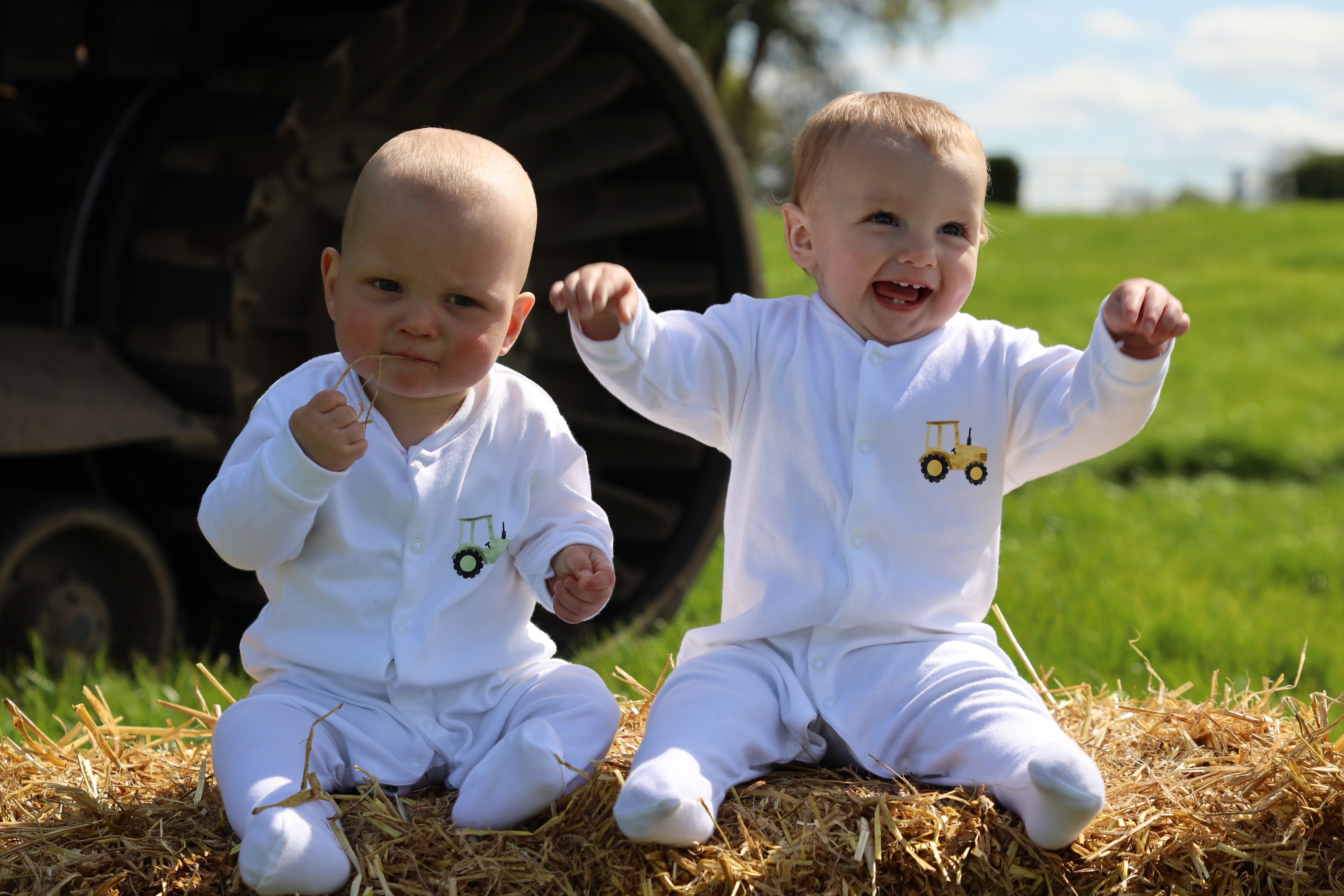 Green tractor sleepsuit