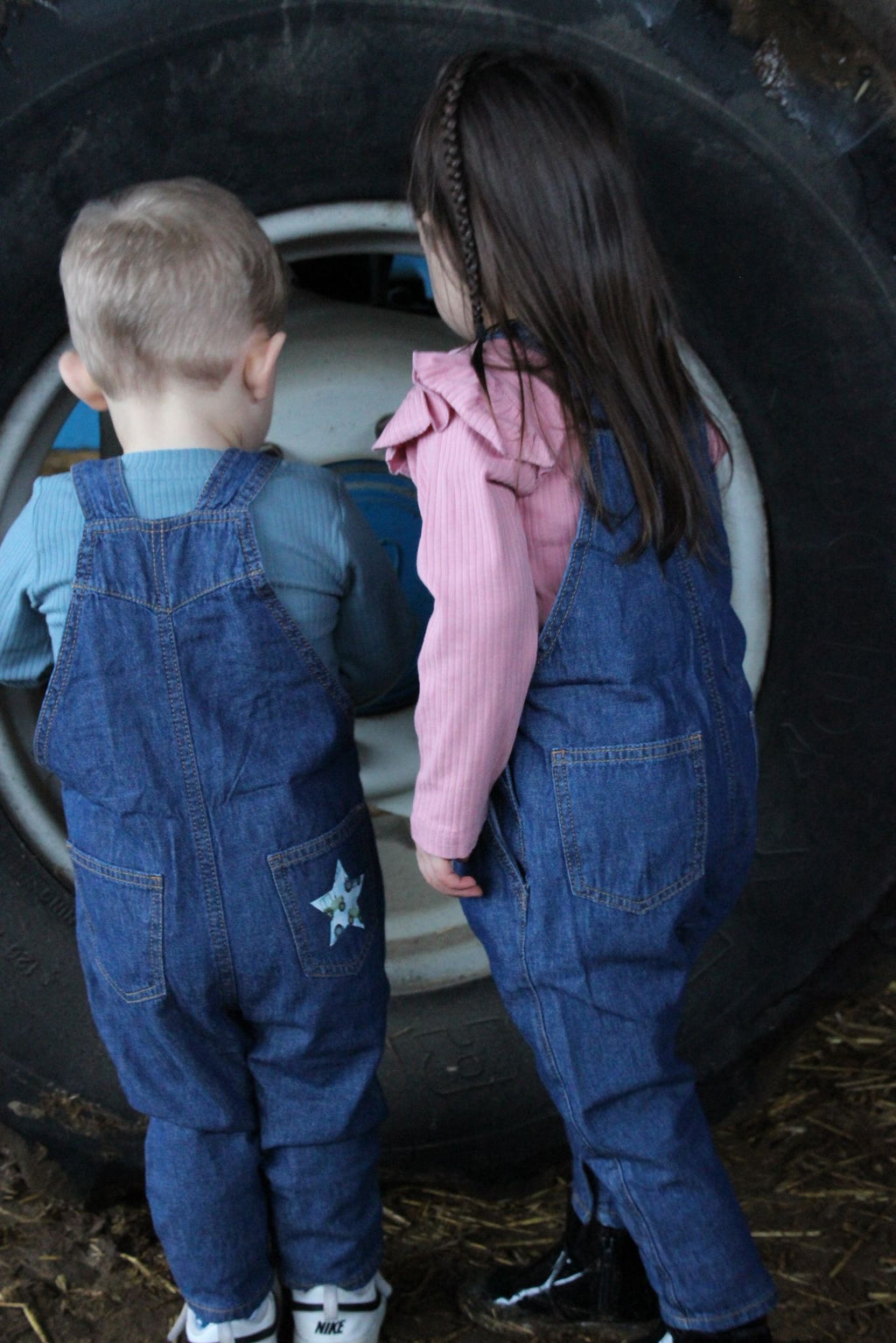 Tractor Patch (blue) dungarees