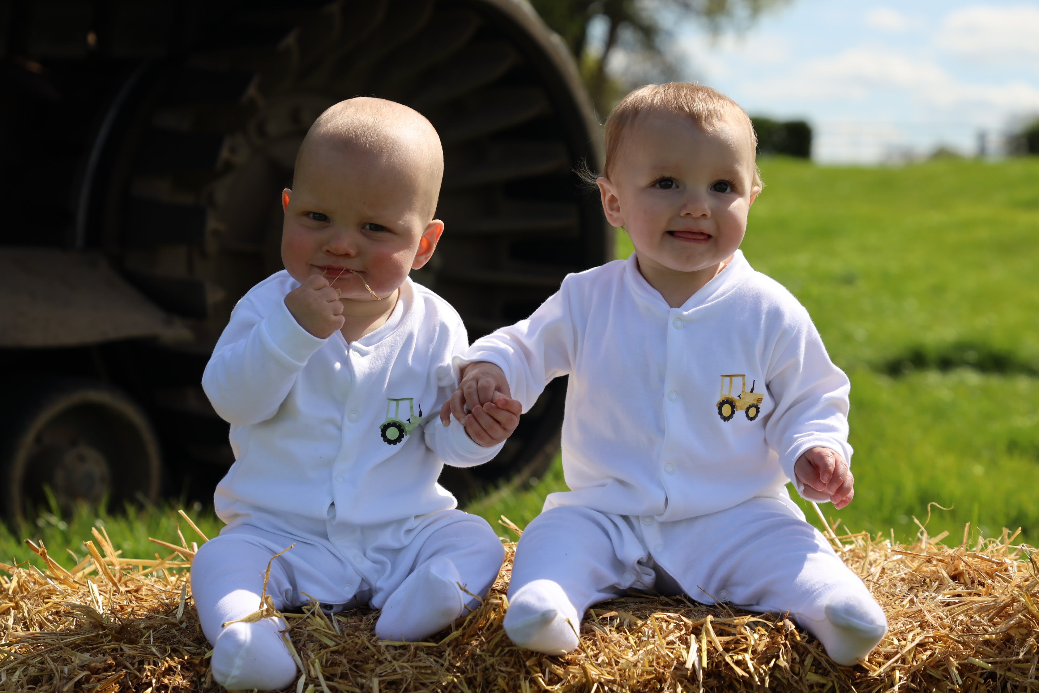 Green tractor sleepsuit