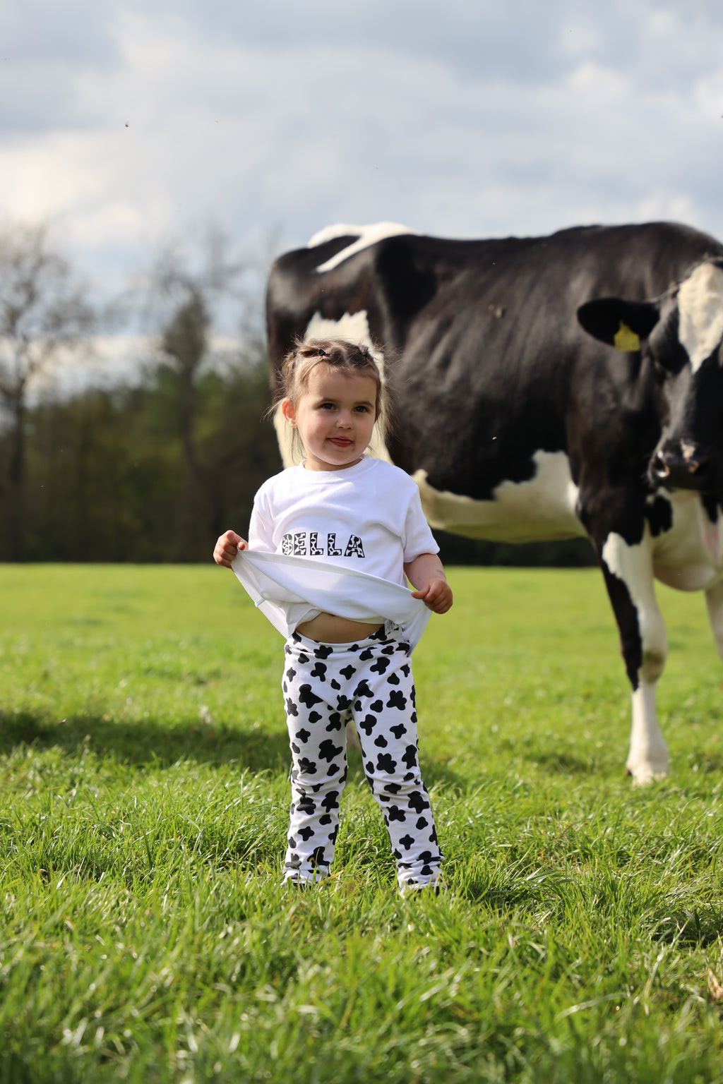 Cow print handmade leggings (Black&white)