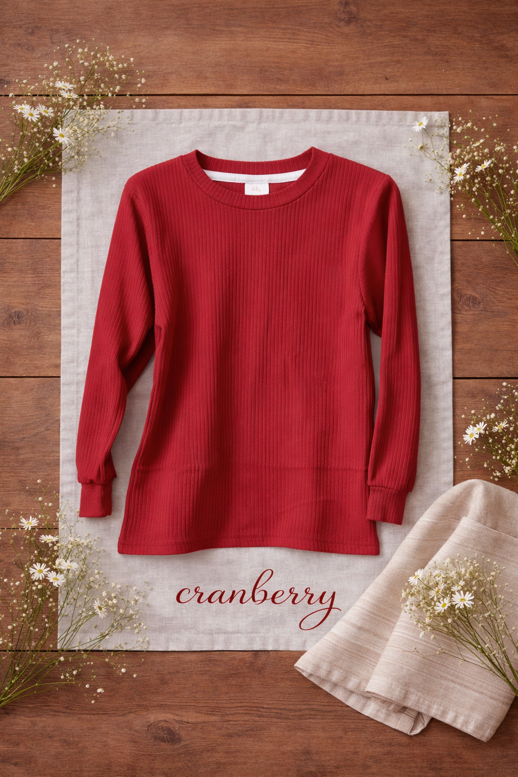Cranberry ribbed tee