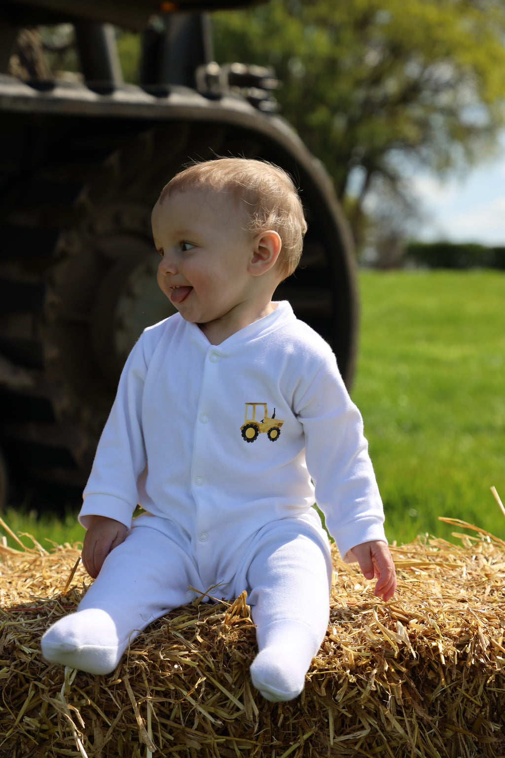 Yellow tractor sleepsuit