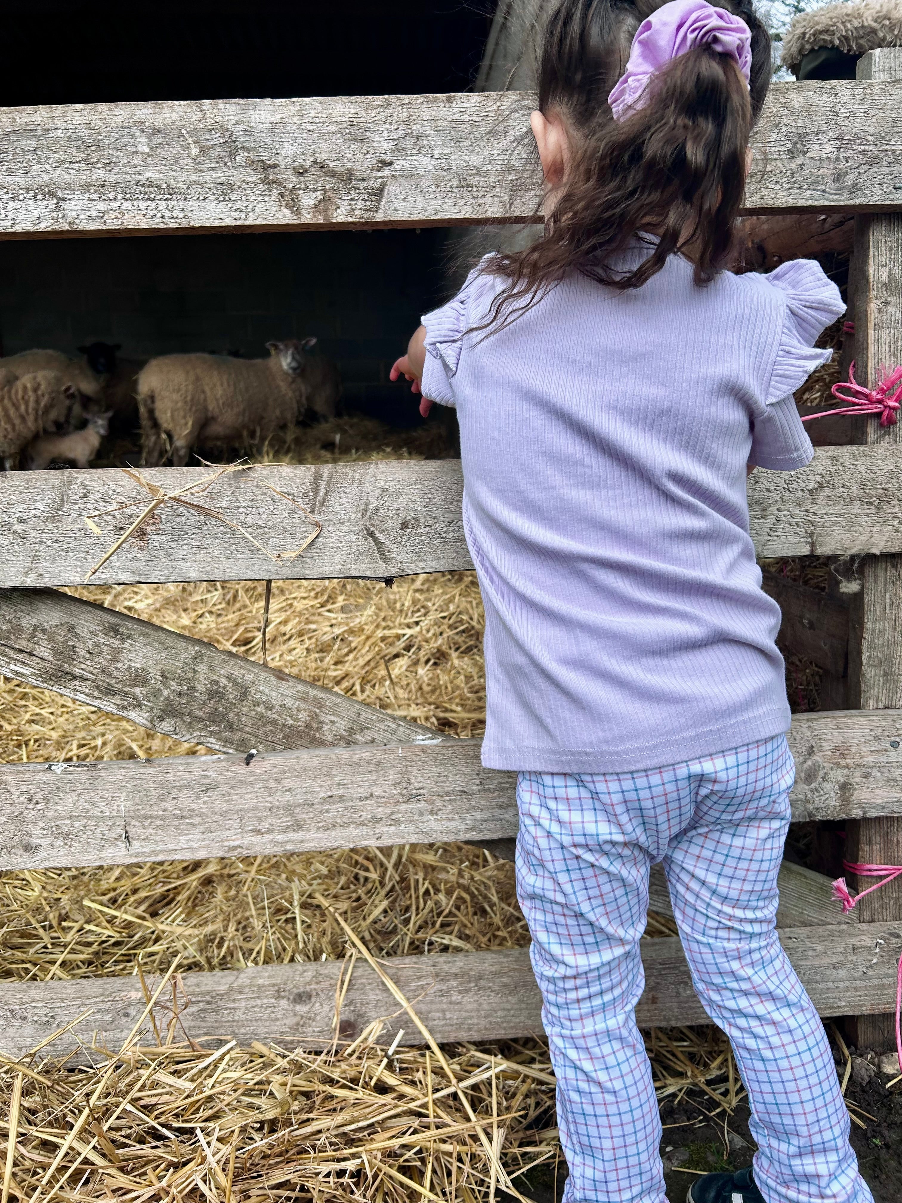 Spring check - pink handmade leggings