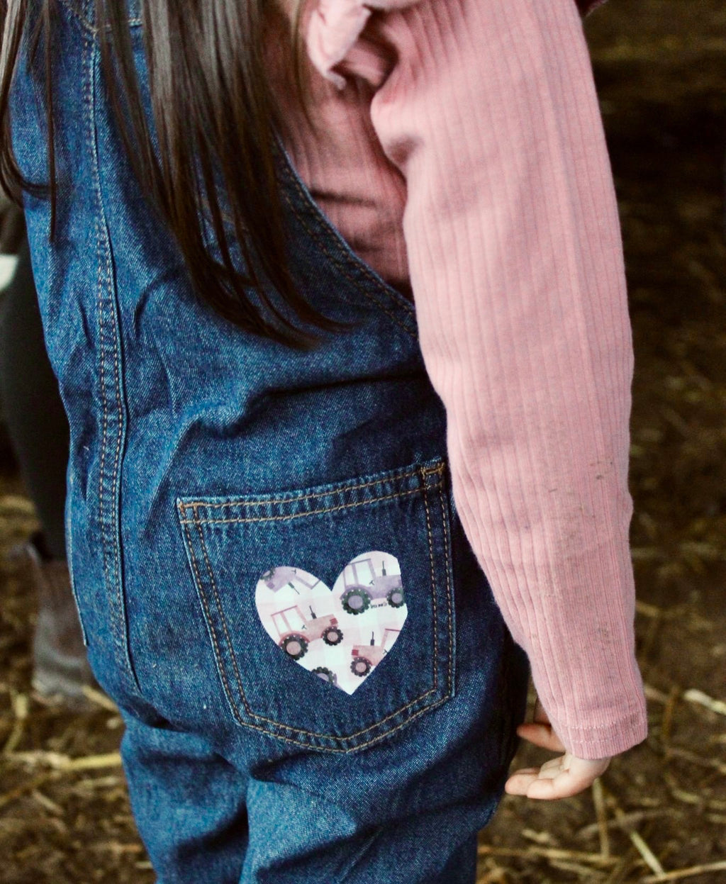 Tractor Patch (pink) dungarees