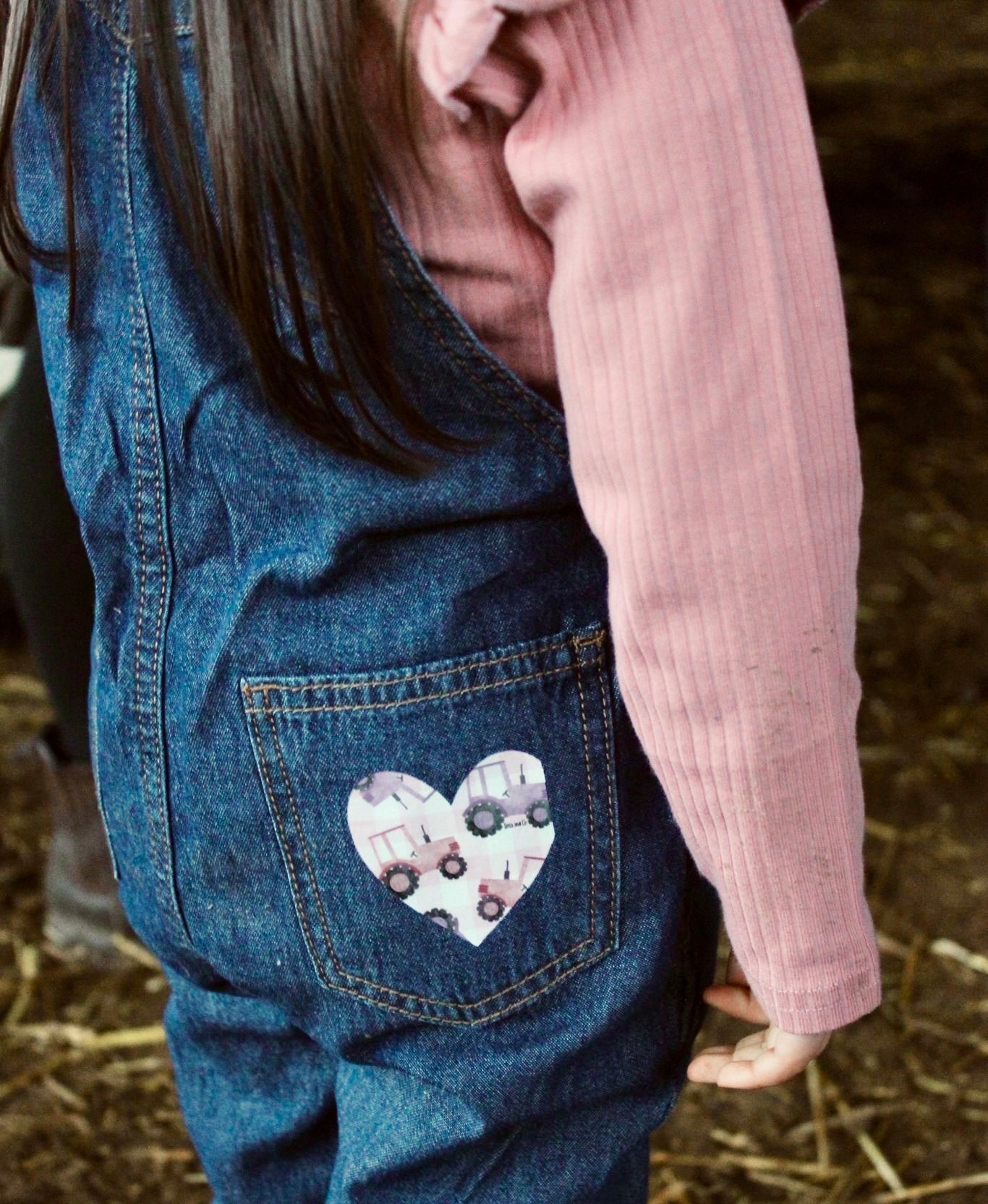 Tractor Patch (pink) dungarees