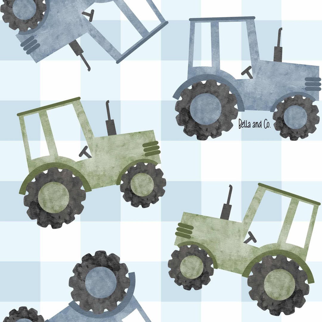 Tractor patch - blue handmade leggings