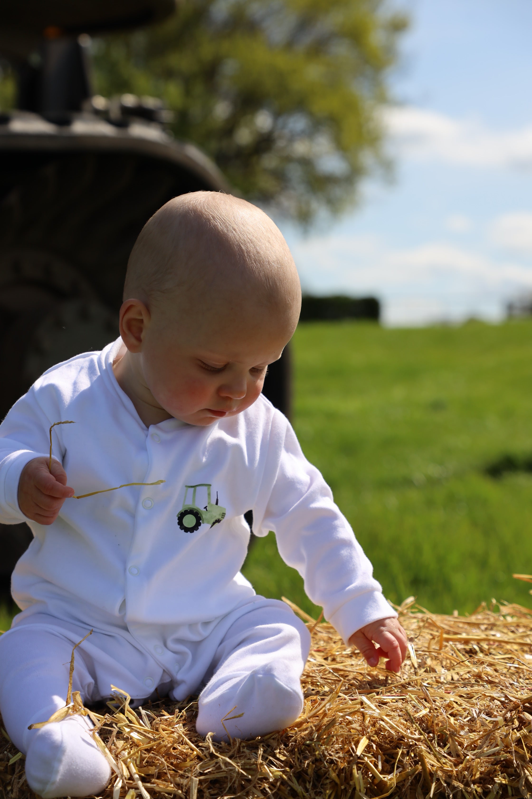 Green tractor sleepsuit