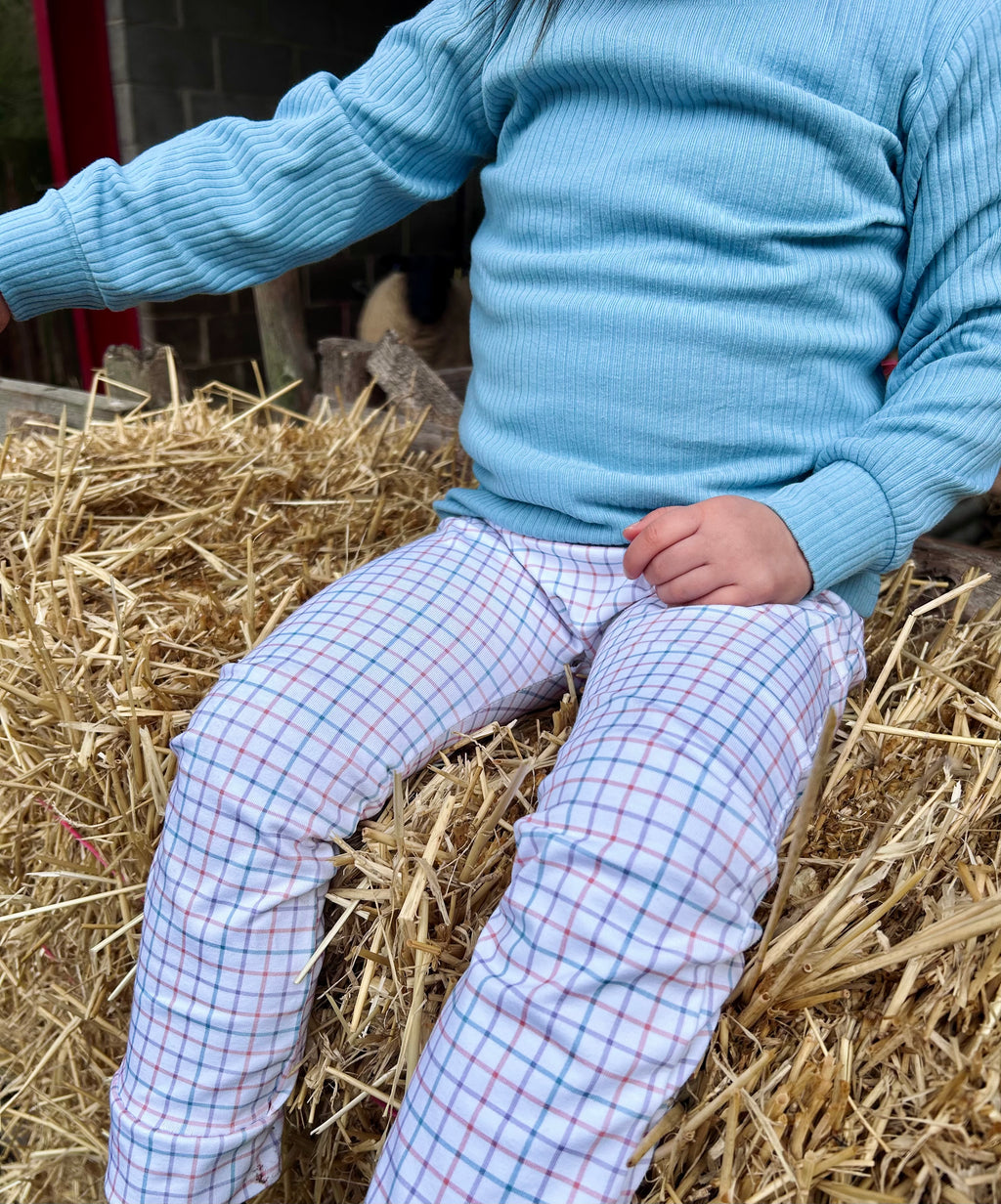 Spring check - pink handmade leggings