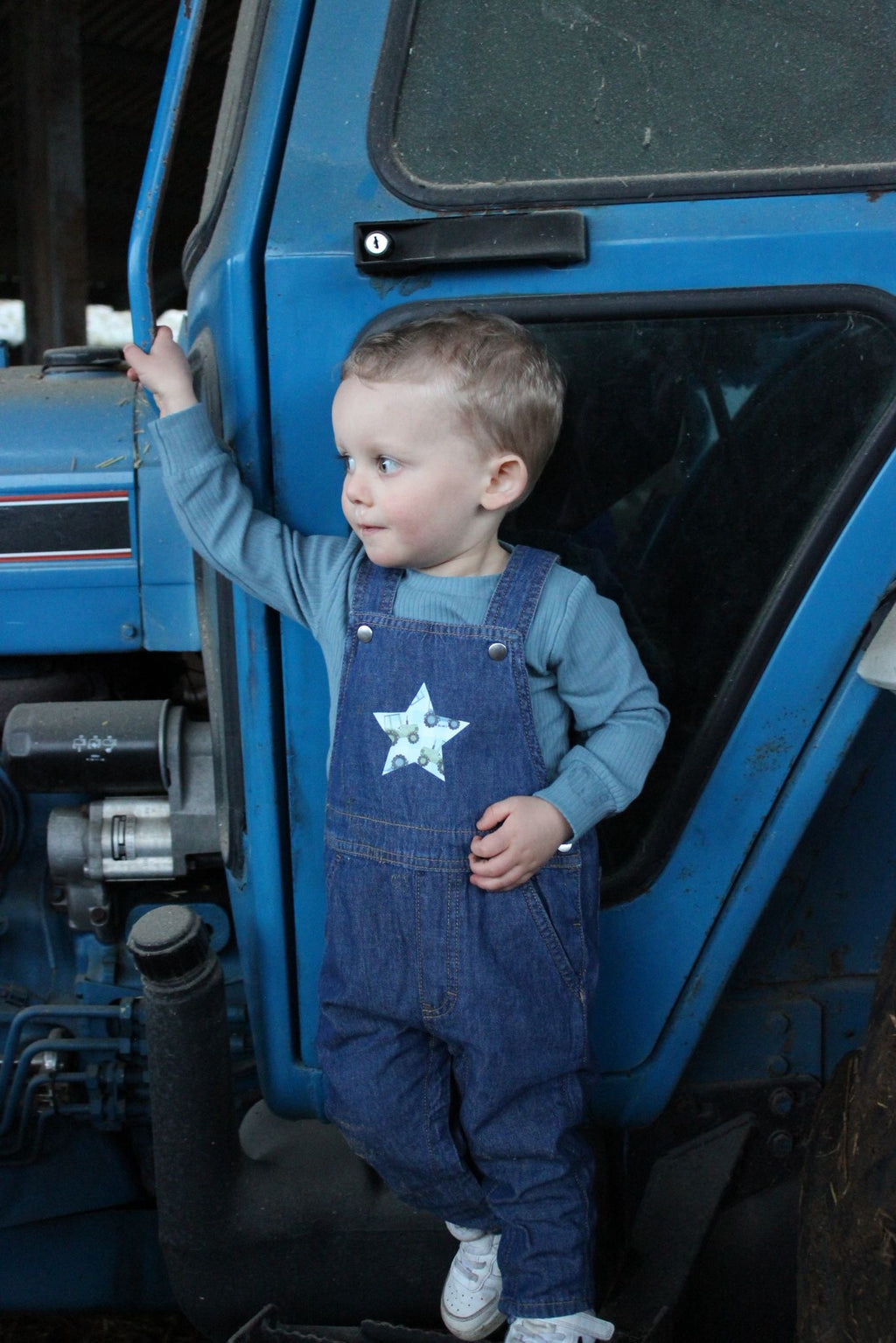 Tractor Patch (blue) dungarees