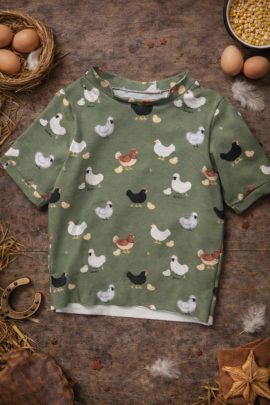 Chickens - Fabric of the month. Handmade tee
