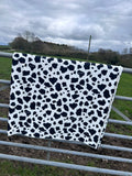 Sherpa cow print blanket (black)