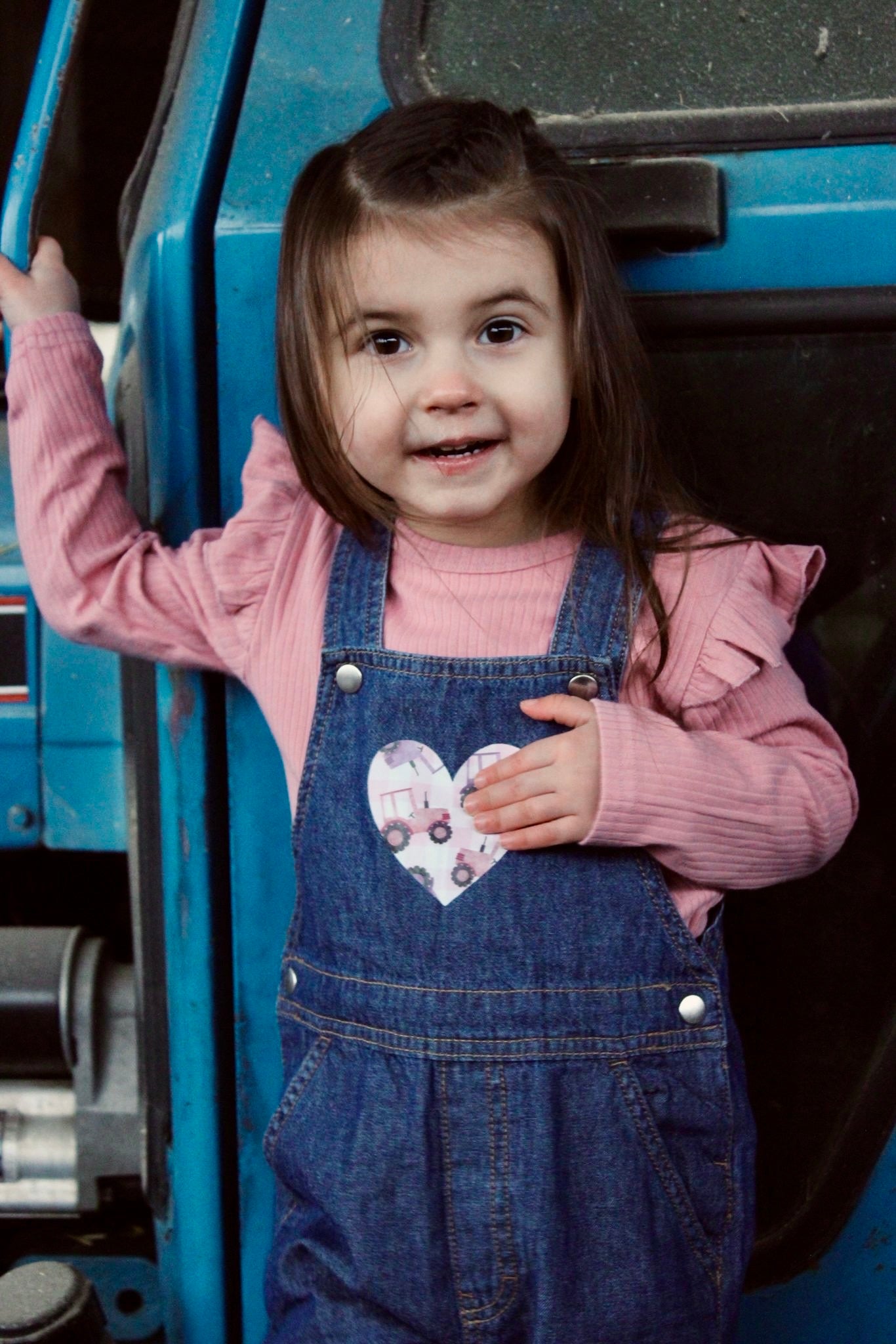 Tractor Patch (pink) dungarees