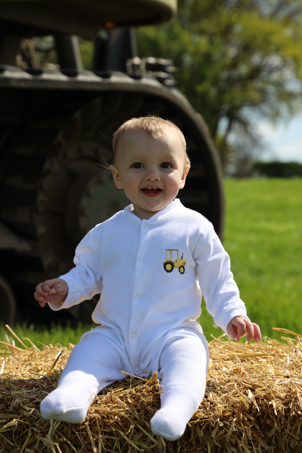 Yellow tractor sleepsuit