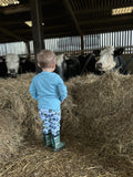 Tractor patch - blue handmade leggings