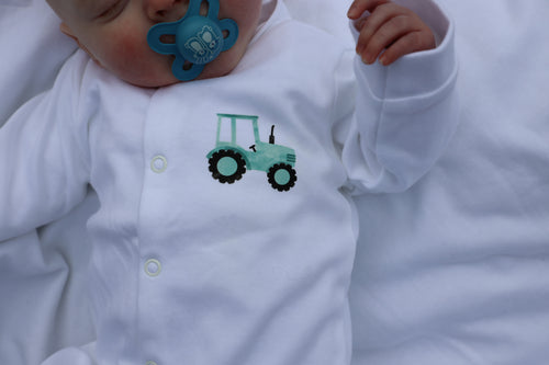Blue tractor sleepsuit