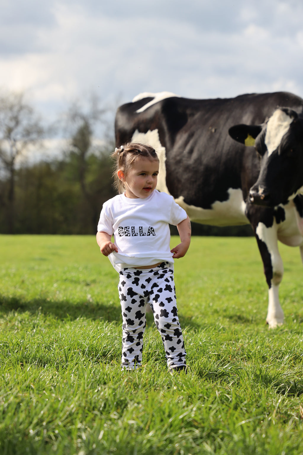 Cow print handmade leggings (Black&white)