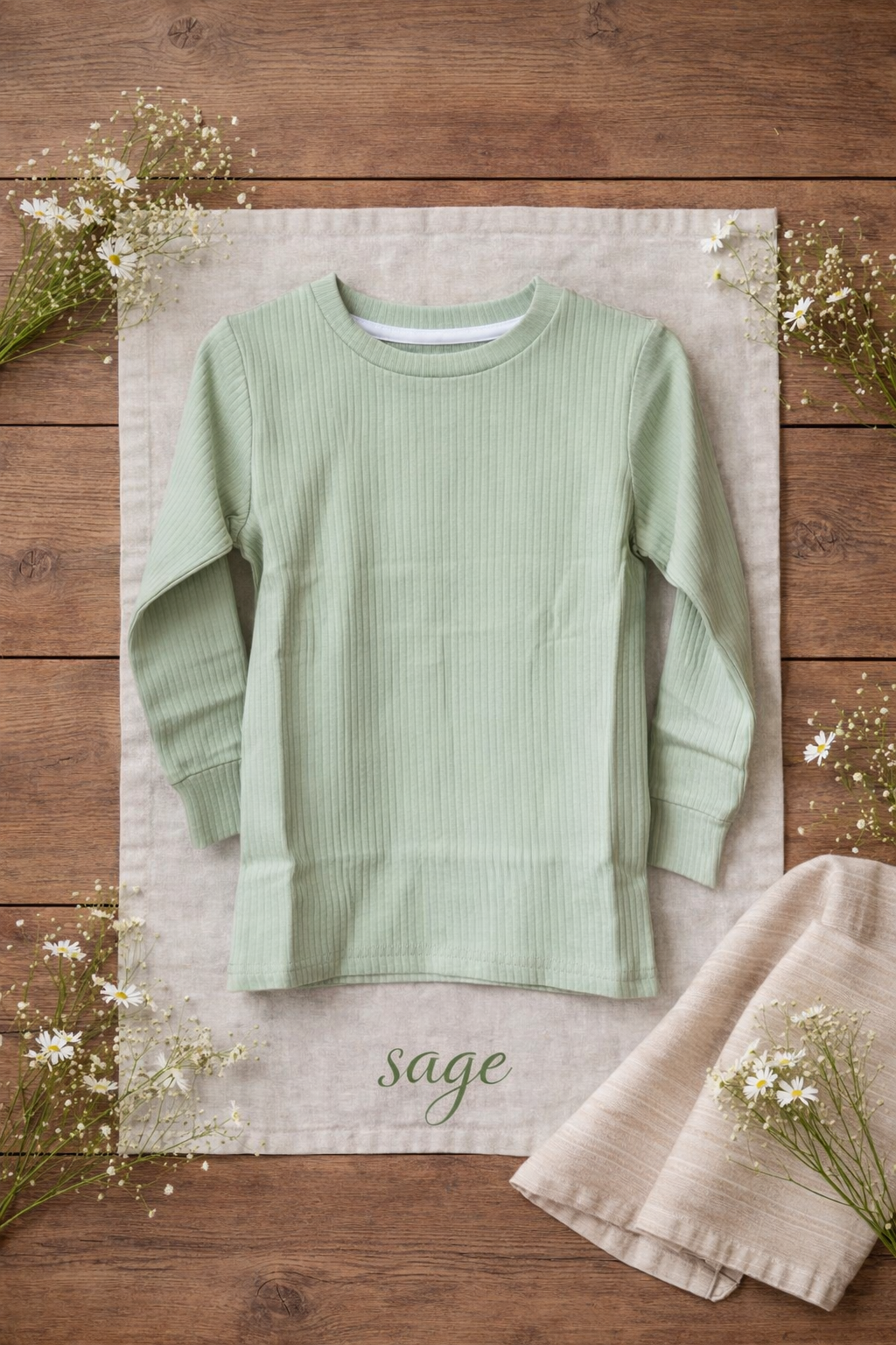 Sage ribbed tee