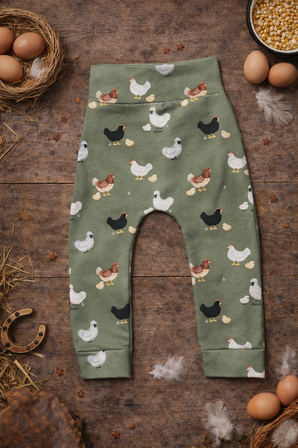 Chickens - Fabric of the month handmade leggings