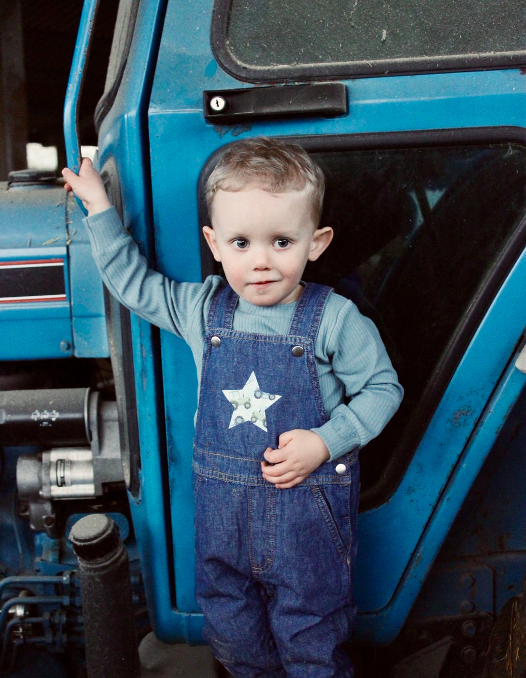 Tractor Patch (blue) dungarees