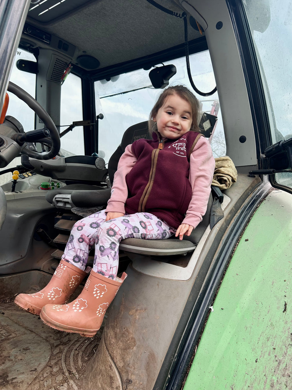 Tractor patch - pink handmade leggings