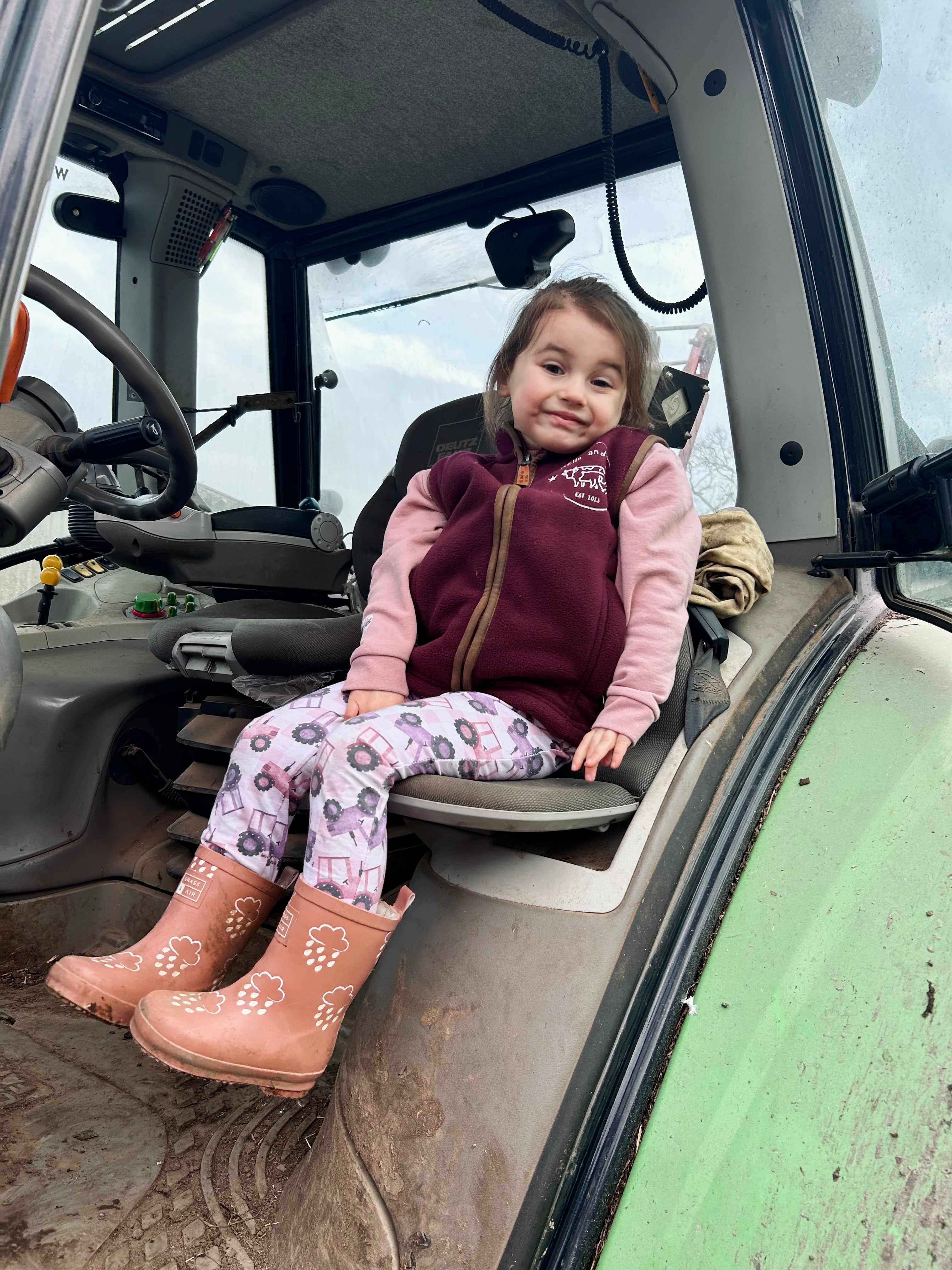 Tractor patch - pink handmade leggings