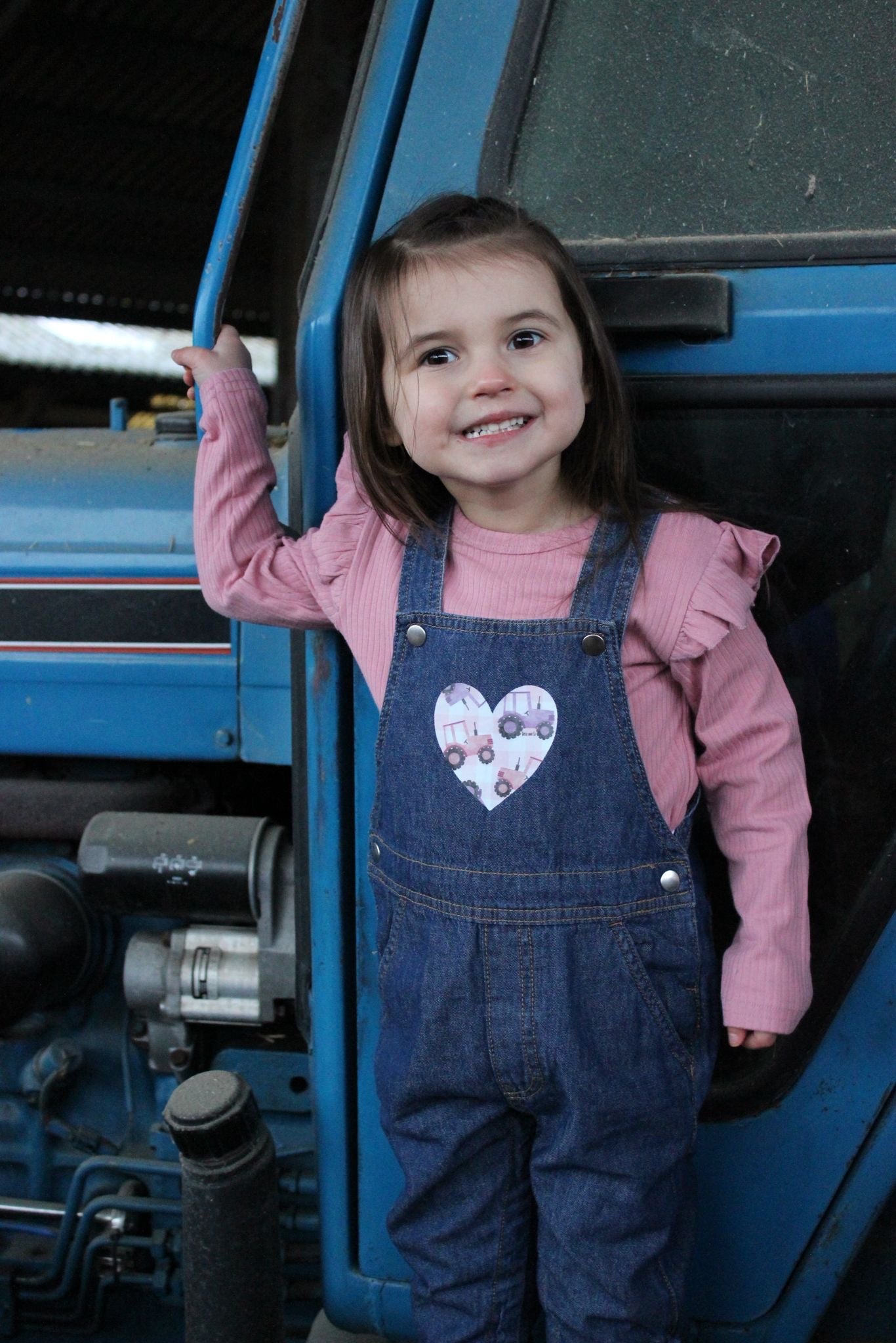 Tractor Patch (pink) dungarees