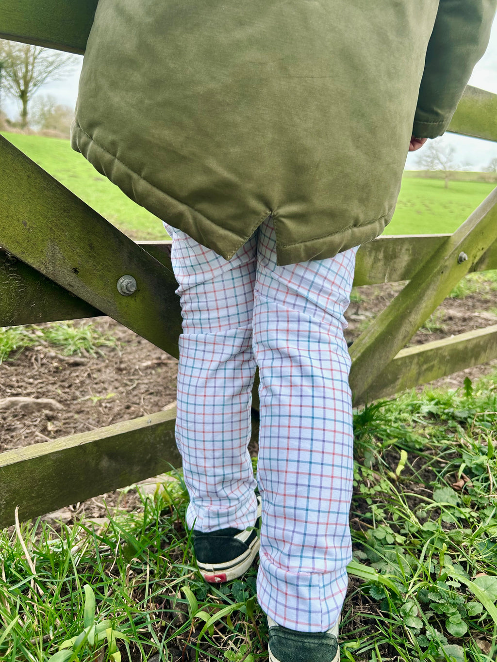 Spring check - pink handmade leggings