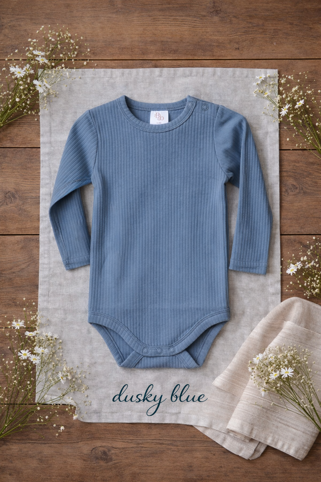 Dusky blue ribbed bodysuit
