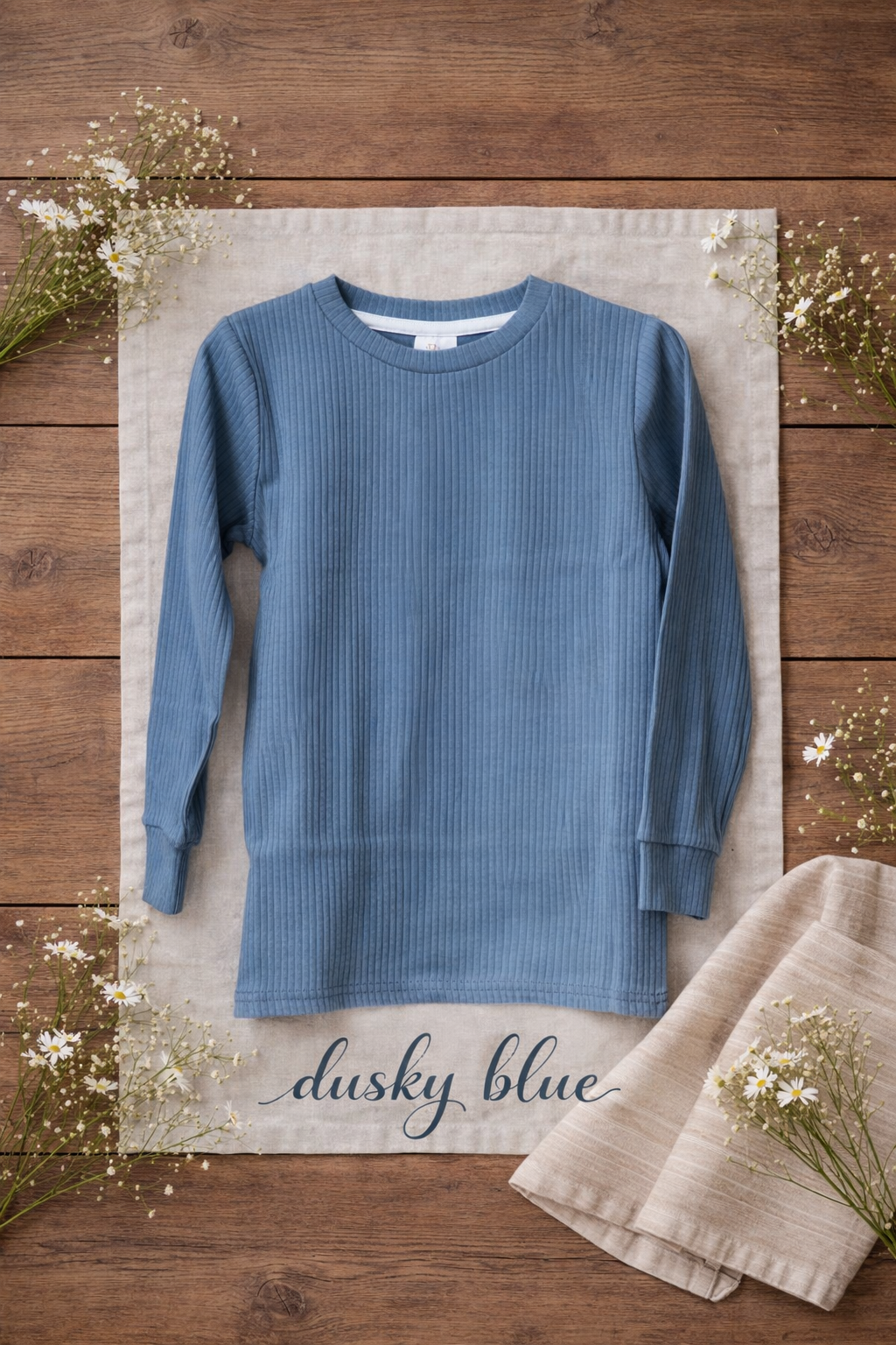 Dusky blue ribbed tee