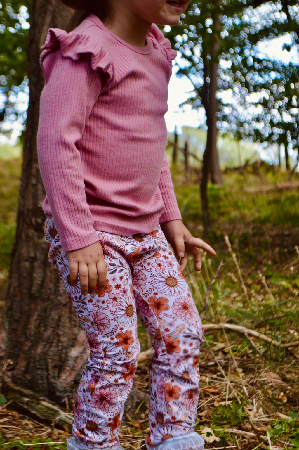 Autumn floral - handmade leggings