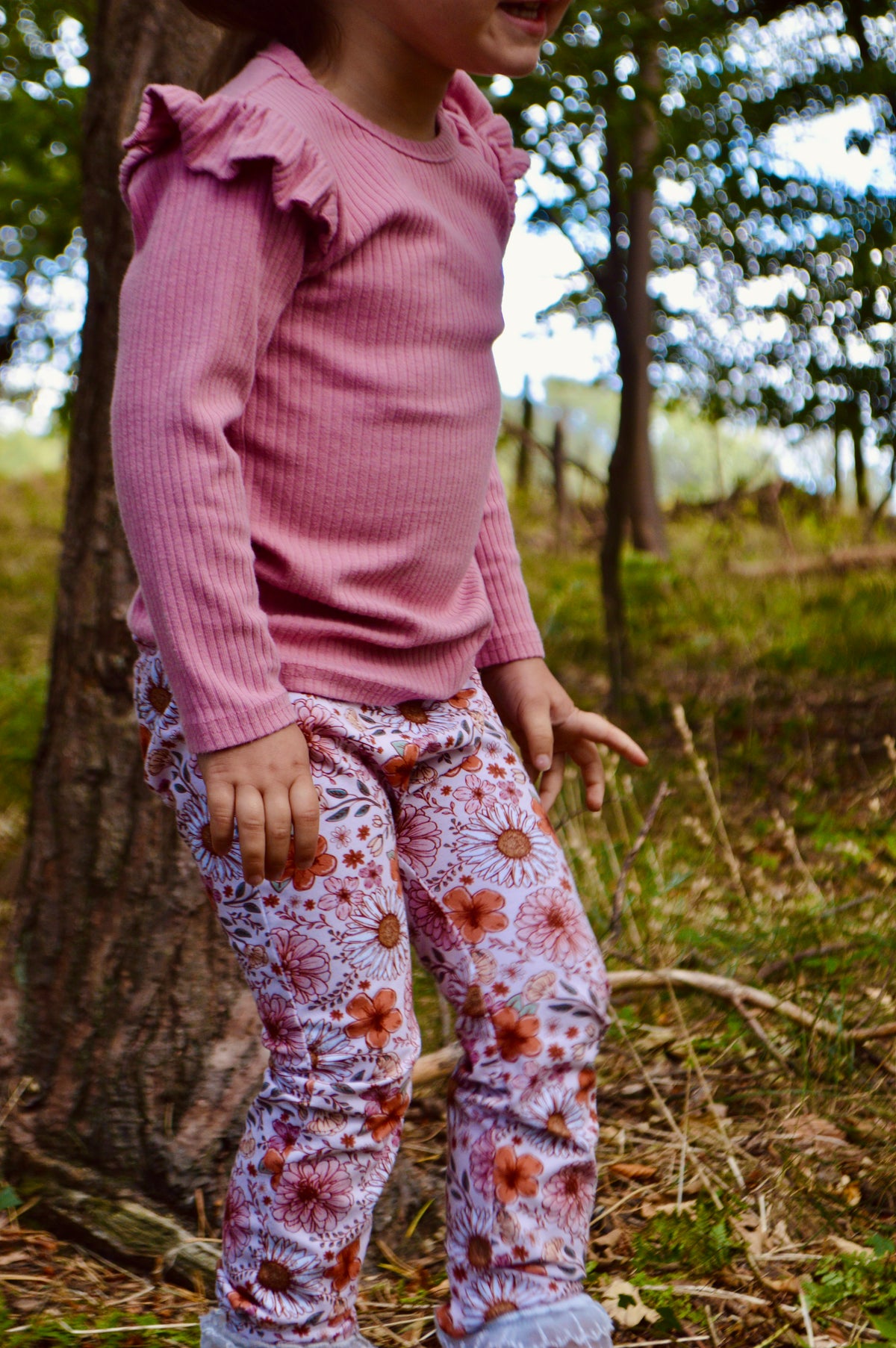 Autumn floral - handmade leggings